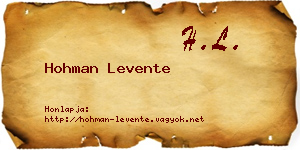 Hohman Levente névjegykártya